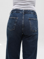 Джинси жіночі широкі темно-сині з резинкою на поясі великі розміри 3241-B-048