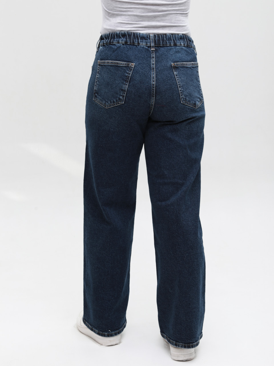 Джинси жіночі широкі темно-сині з резинкою на поясі 3241-048