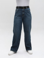 Джинси жіночі широкі темно-сині з високою посадкою 3244-0491