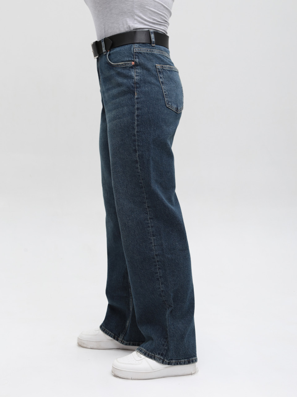 Джинси жіночі широкі темно-сині з високою посадкою 3244-0491