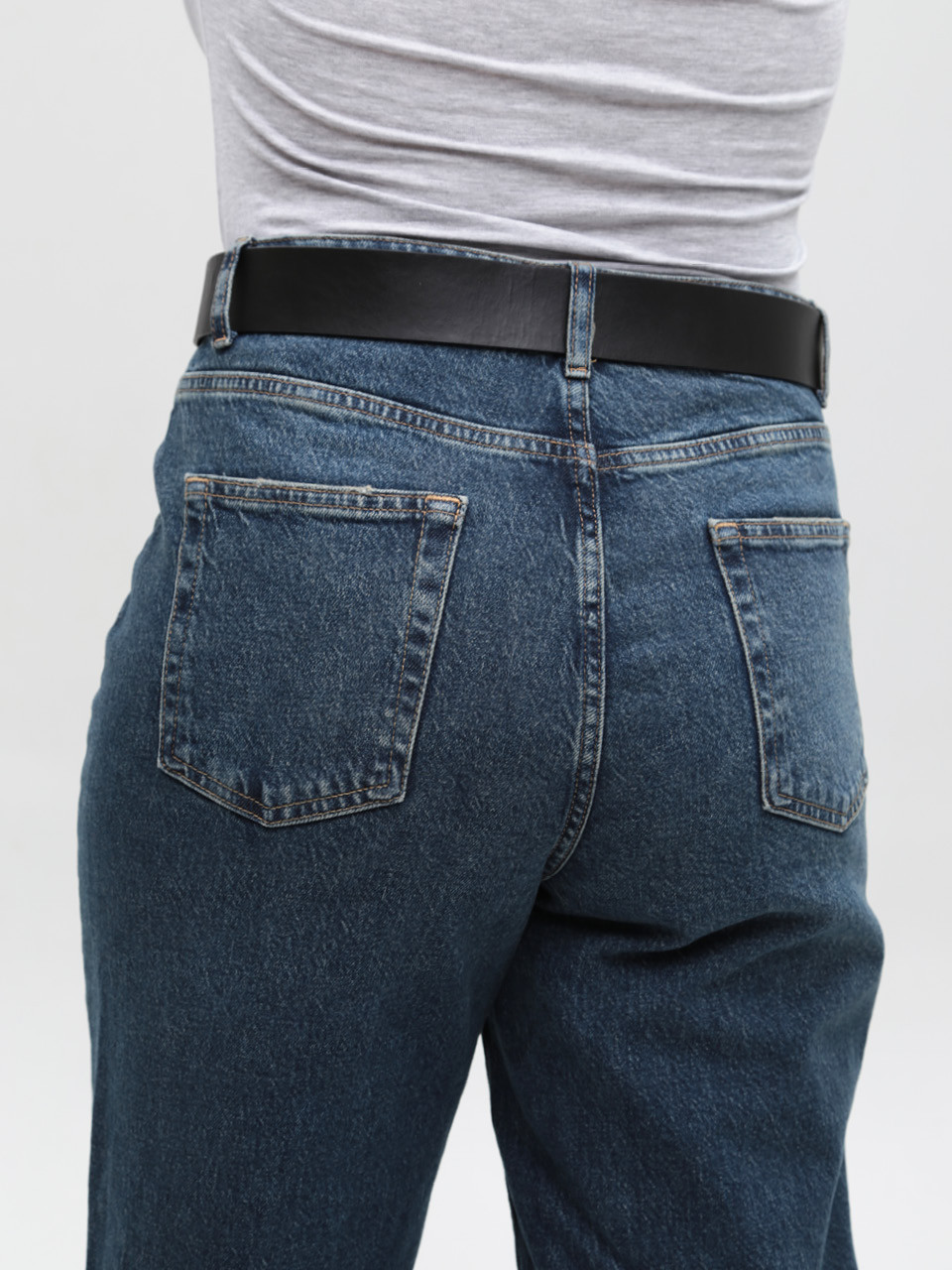 Джинси жіночі широкі темно-сині з високою посадкою великі розміри 3244-B-0491