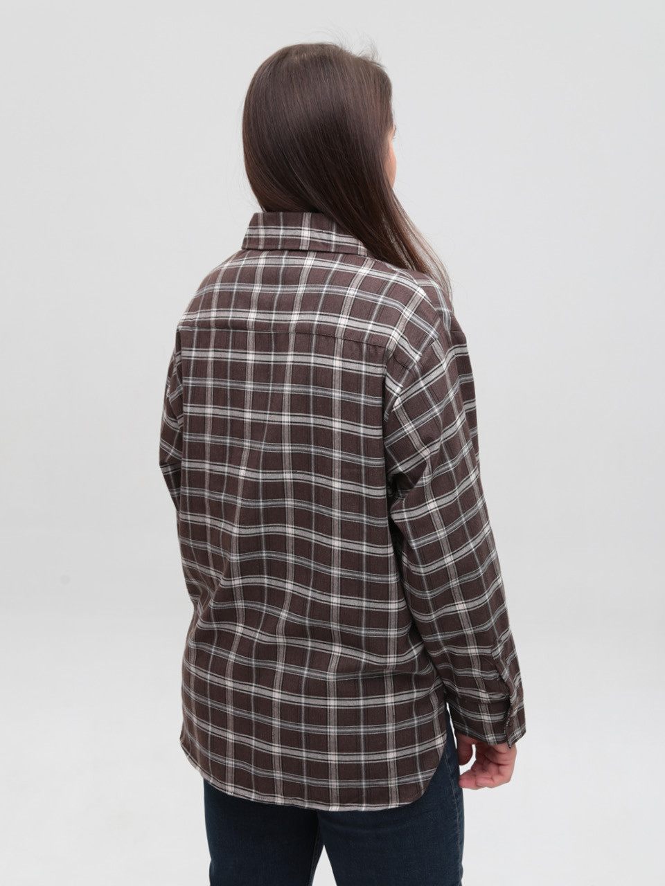 Сорочка жіноча в клітинку тонка коричнева 145-2