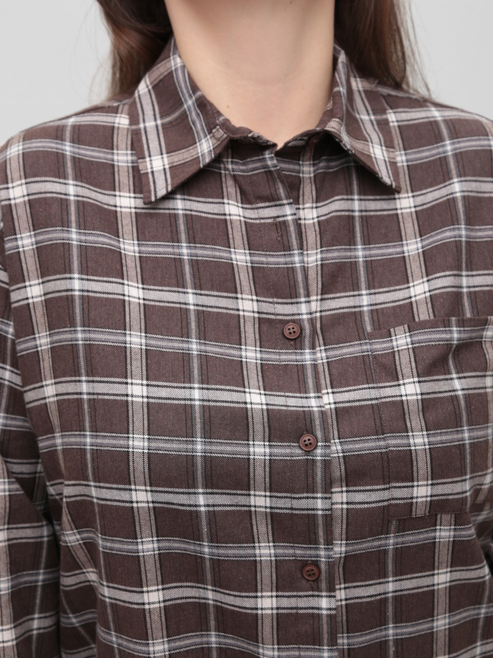 Сорочка жіноча в клітинку тонка коричнева 145-2
