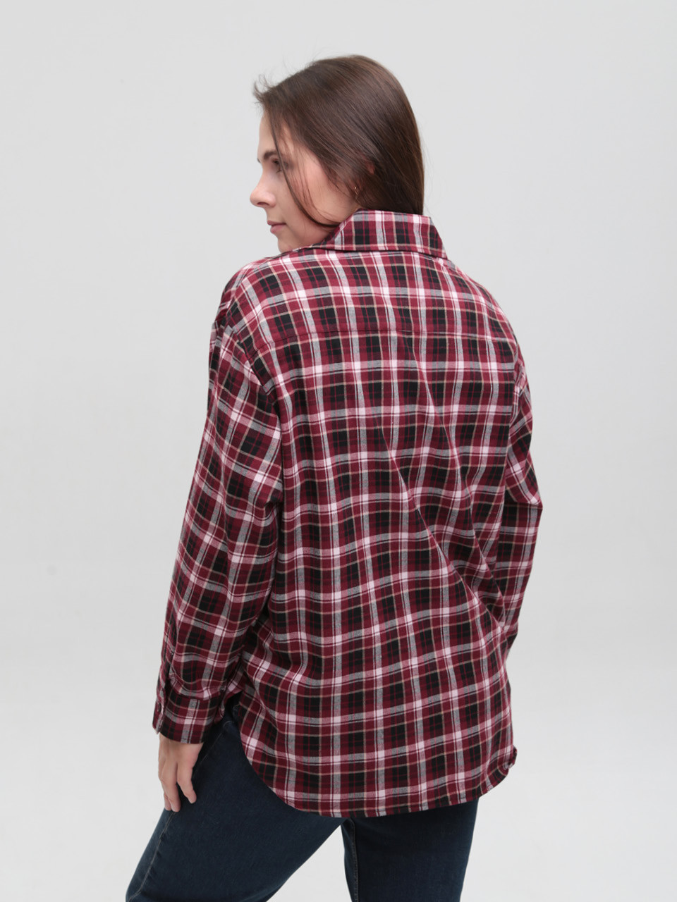 Сорочка жіноча в клітинку червона тонка 145-4