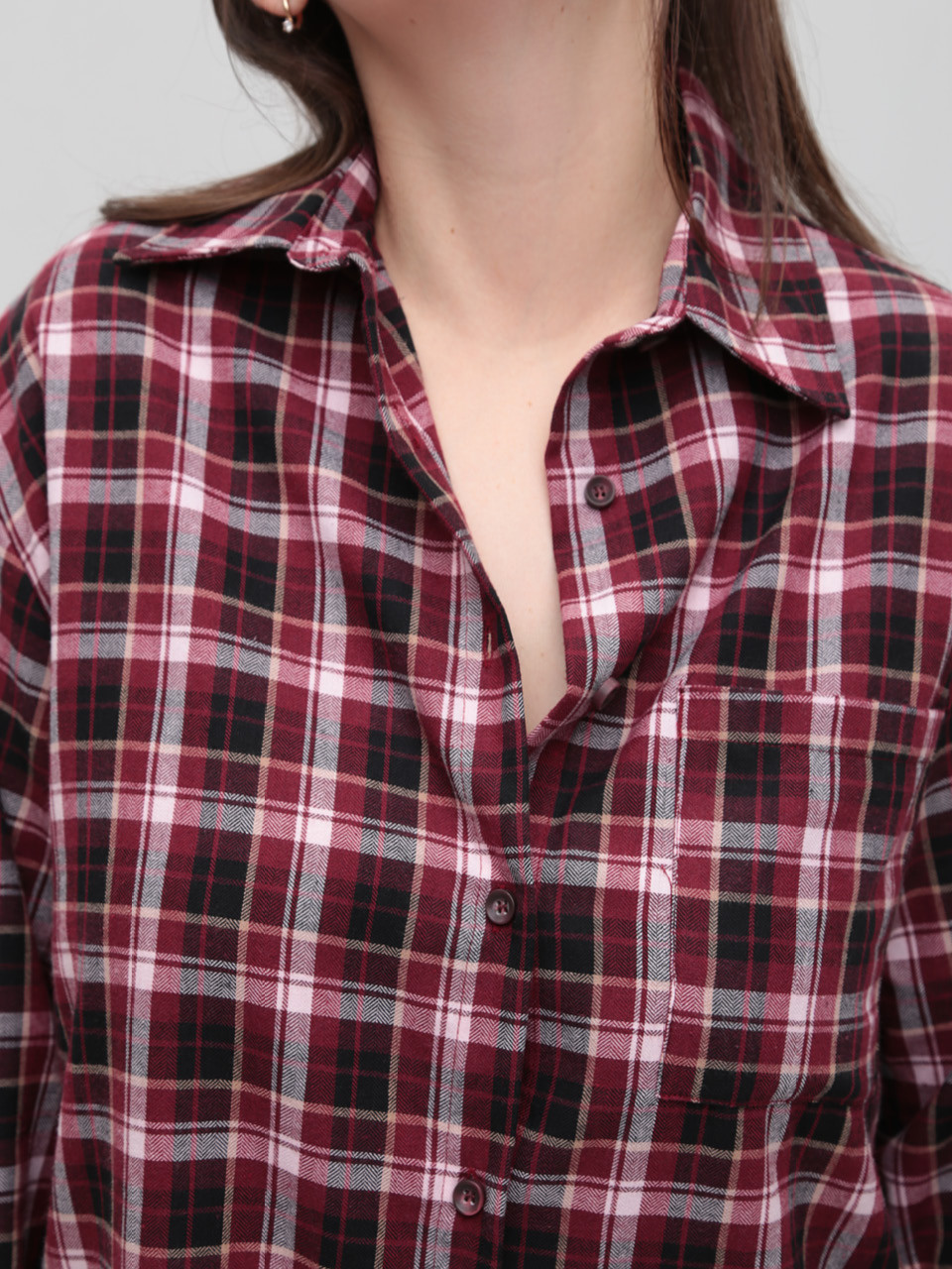 Сорочка жіноча в клітинку червона тонка 145-4