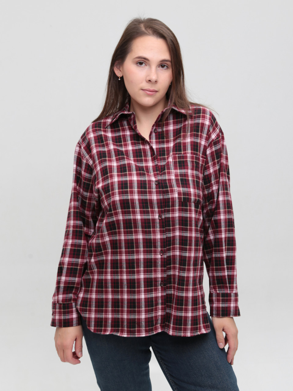 Сорочка жіноча в клітинку червона тонка 145-4