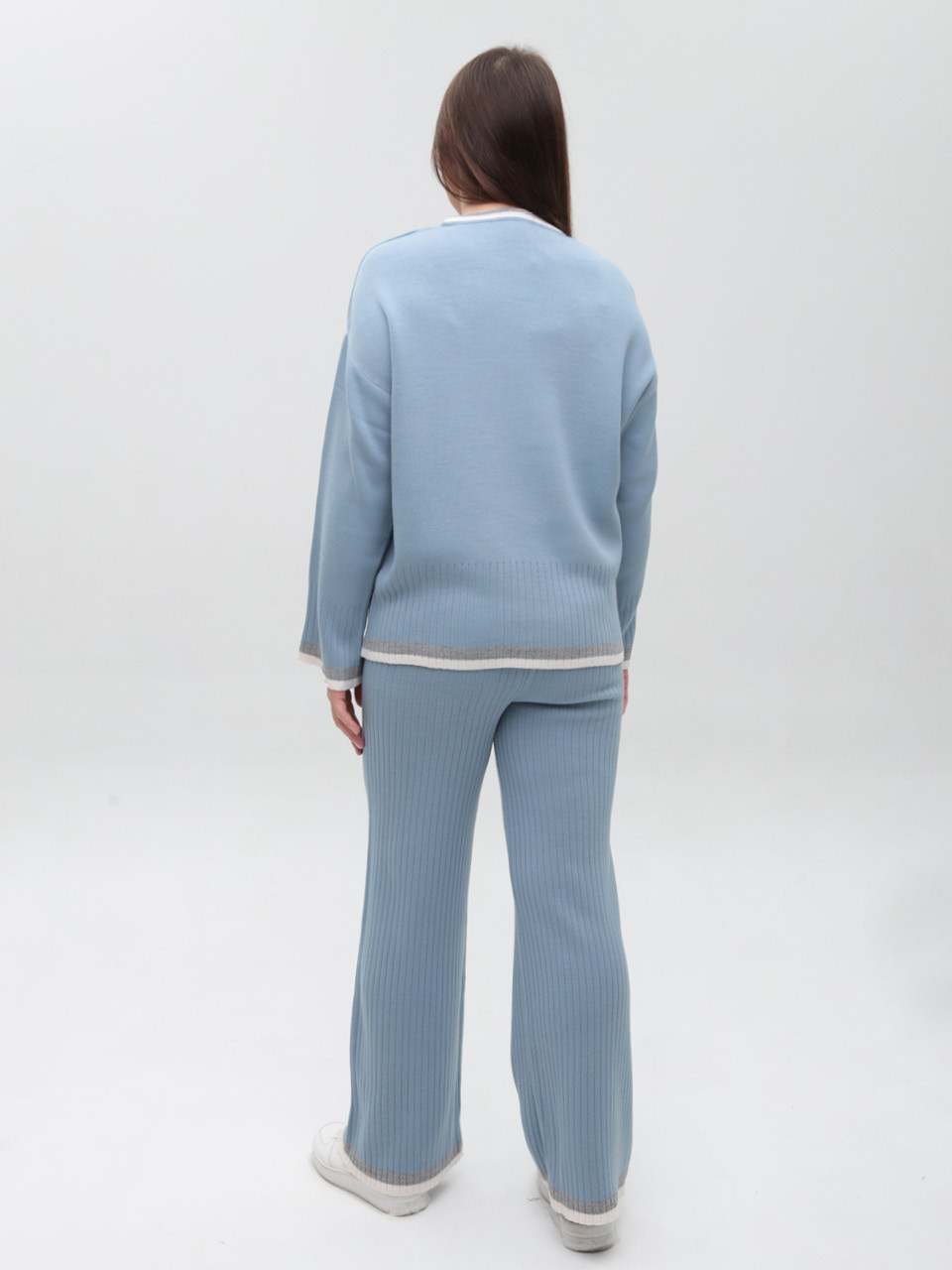 Костюм жіночий в'язаний синій светр із брюками 12227-4