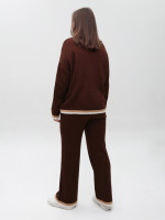 Костюм женский вязаный коричневый теплый свитер с брюками  12227-9