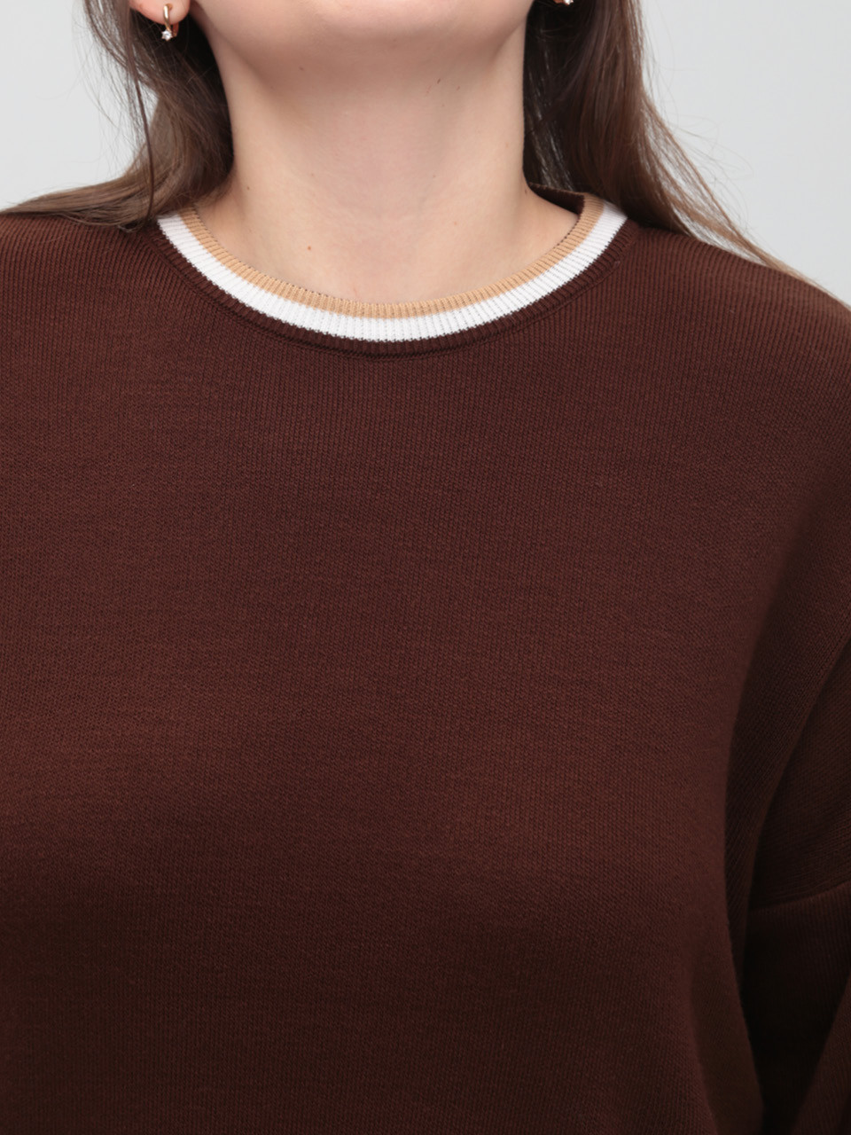 Костюм женский вязаный коричневый теплый свитер с брюками  12227-9