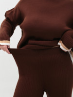 Костюм женский вязаный коричневый теплый свитер с брюками  12227-9