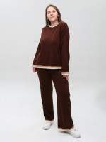 Костюм женский вязаный коричневый теплый свитер с брюками  12227-9