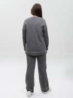 Костюм женский вязаный серый свитер с брюками 12228-3