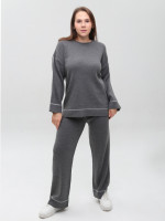 Костюм женский вязаный серый свитер с брюками 12228-3