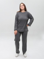 Костюм женский вязаный серый свитер с брюками 12228-3