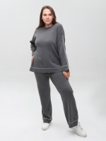 Костюм женский вязаный серый свитер с брюками 12228-3
