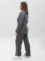 Костюм женский вязаный серый свитер с брюками 12228-3