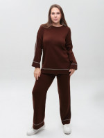 Костюм женский вязаный коричневый свитер с брюками 12228-9