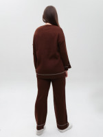 Костюм женский вязаный коричневый свитер с брюками 12228-9