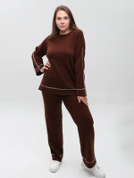 Костюм женский вязаный коричневый свитер с брюками 12228-9