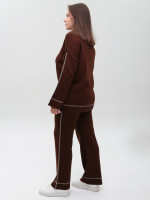 Костюм женский вязаный коричневый свитер с брюками 12228-9