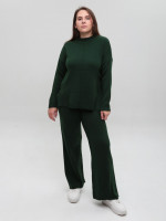 Костюм жіночий в'язаний зелений светр із брюками 10998-17