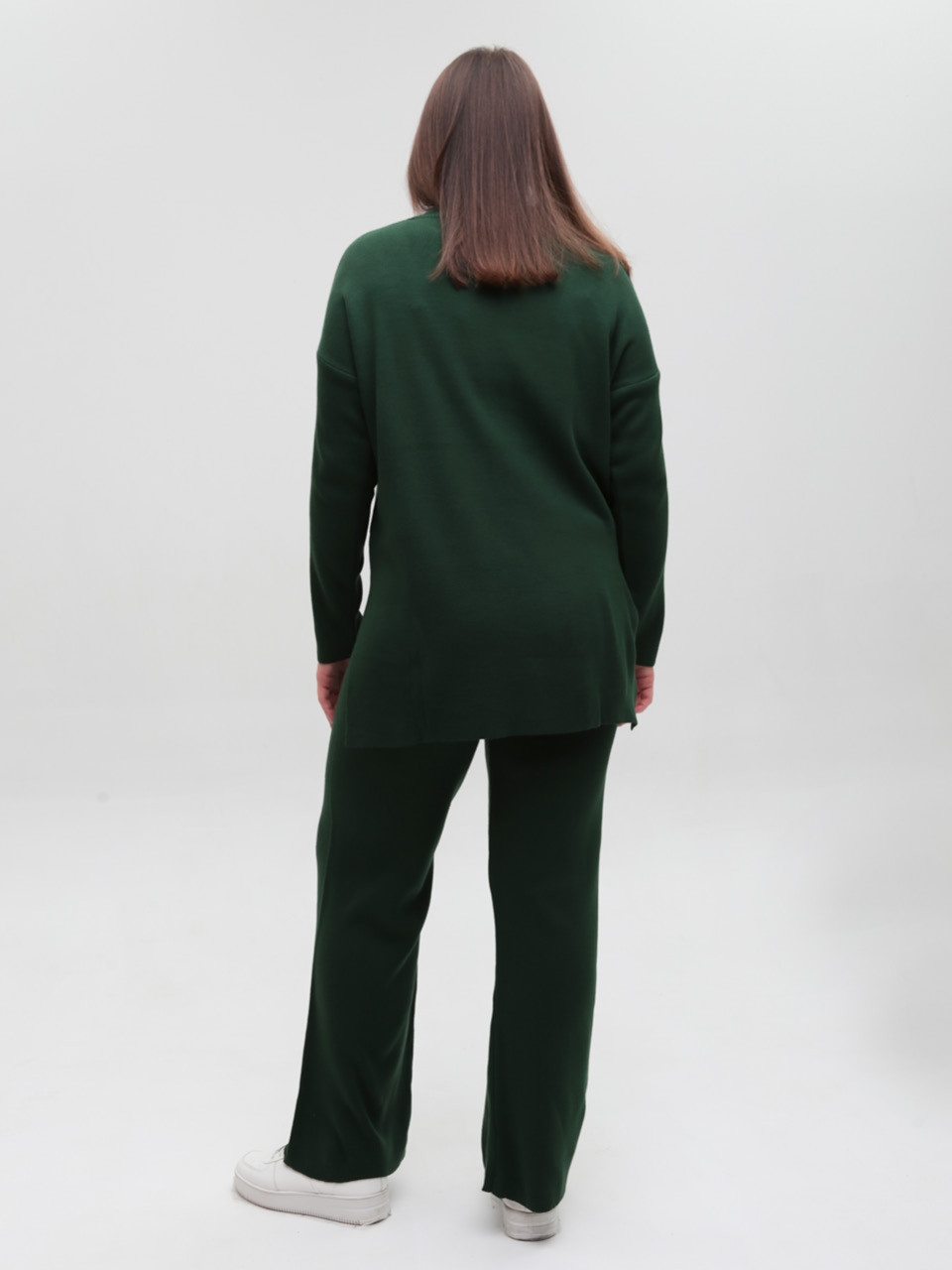 Костюм жіночий в'язаний зелений светр із брюками 10998-17