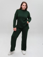 Костюм жіночий в'язаний зелений светр із брюками 10998-17