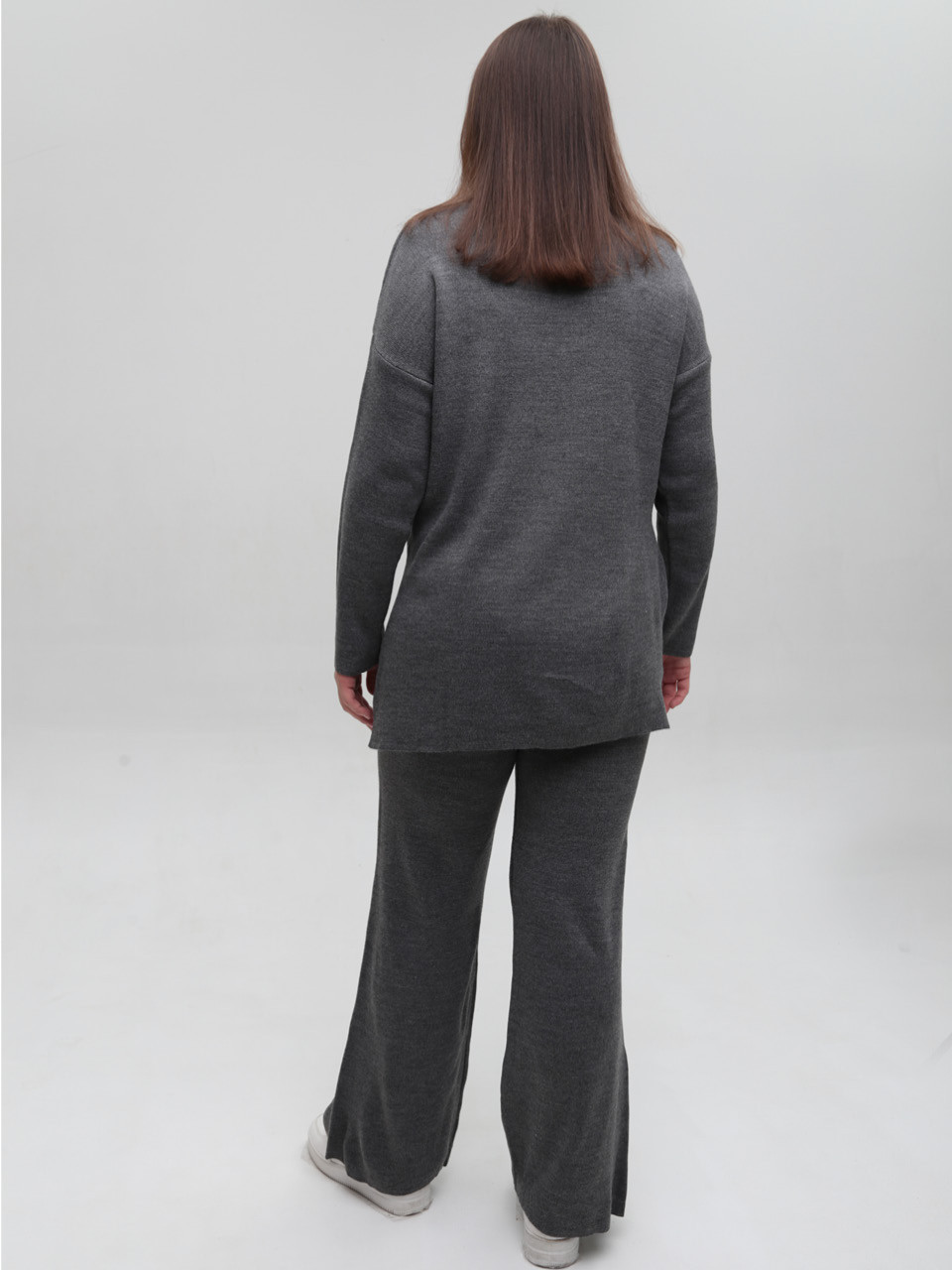Костюм жіночий в'язаний сірий светр із брюками 10998-3