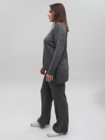 Костюм жіночий в'язаний сірий светр із брюками 10998-3
