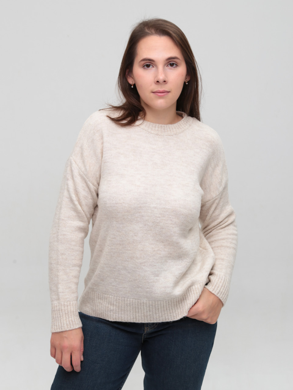 Светр жіночий молочний прямий однотонний 8547-2-Т