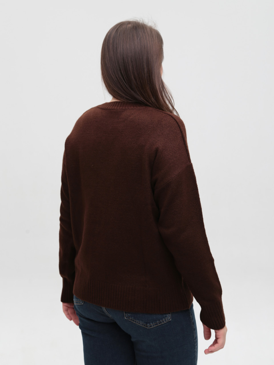 Светр жіночий коричневий прямий однотонний 8547-9-Т