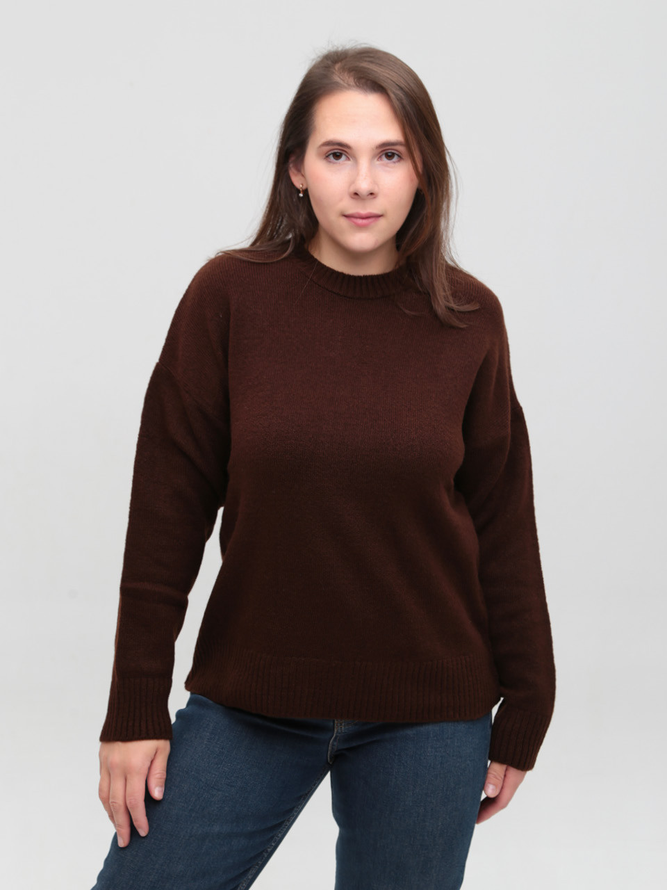 Светр жіночий коричневий прямий однотонний 8547-9-Т