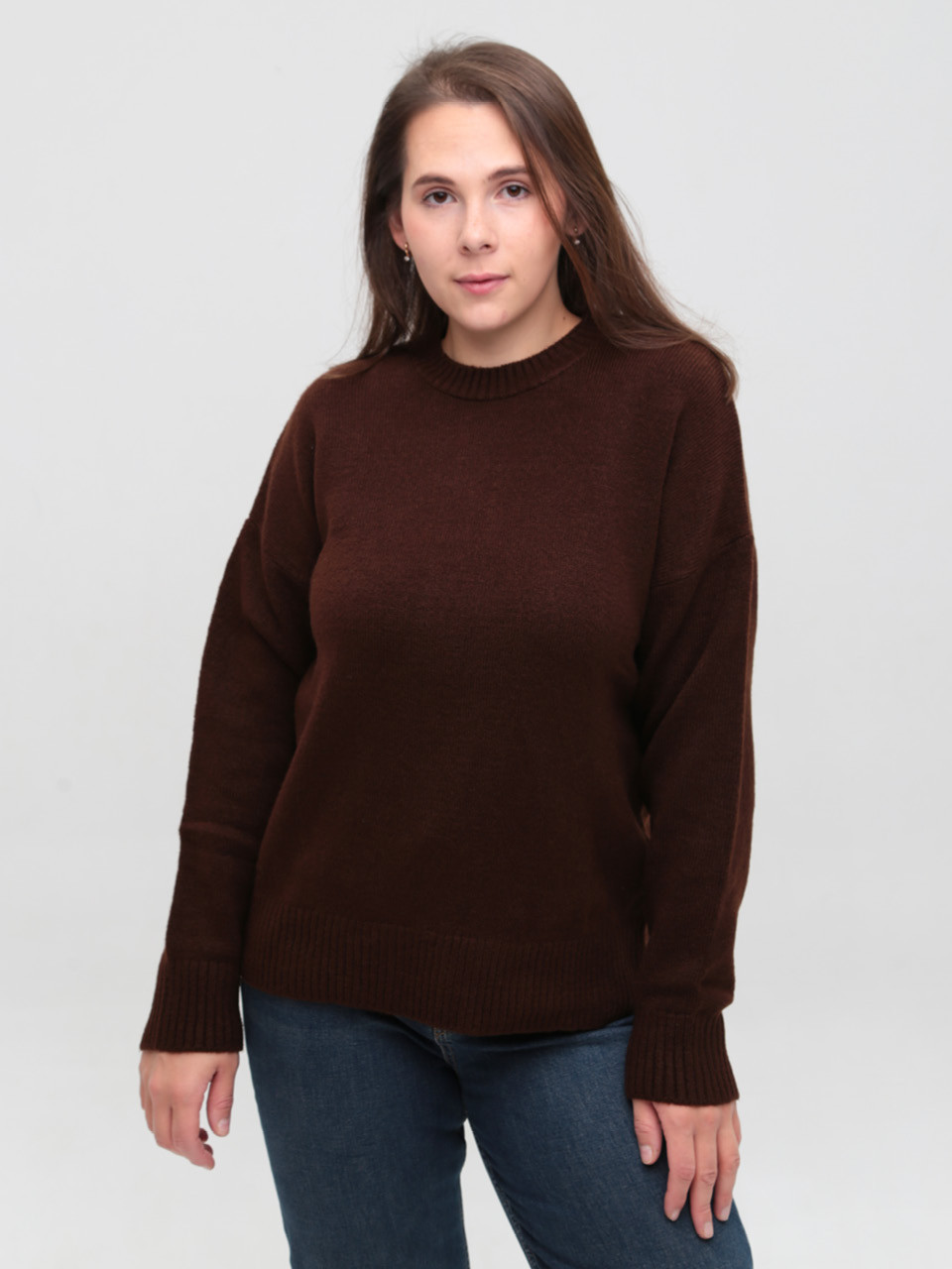 Светр жіночий коричневий прямий однотонний 8547-9-Т