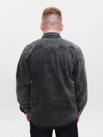 Сорочка чоловіча сіра джинсова пряма великий розмір 519-В-3