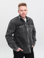 Сорочка чоловіча сіра джинсова пряма великий розмір 519-В-3