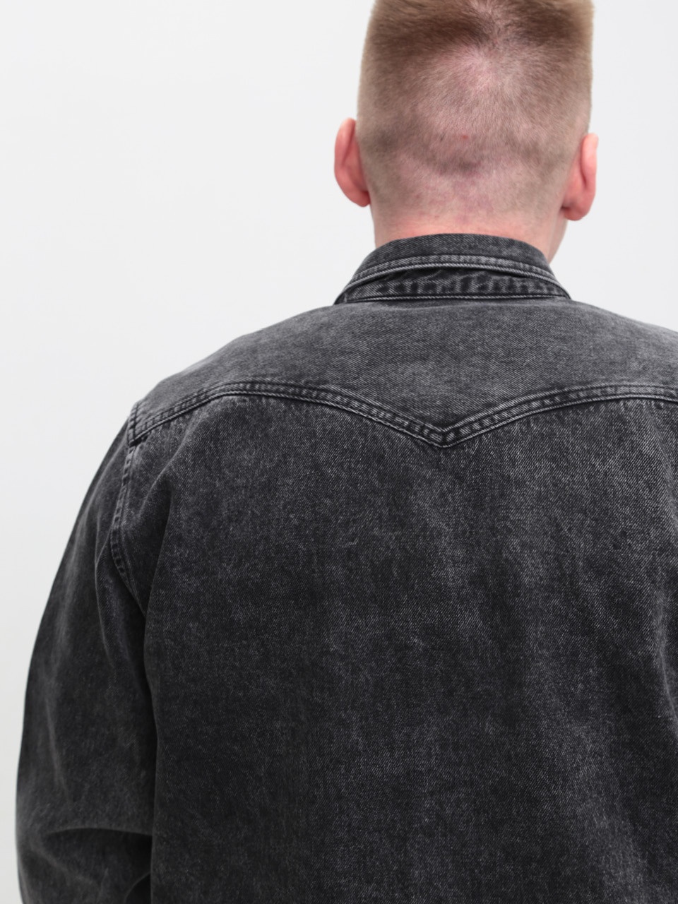 Сорочка чоловіча сіра джинсова пряма великий розмір 519-В-3