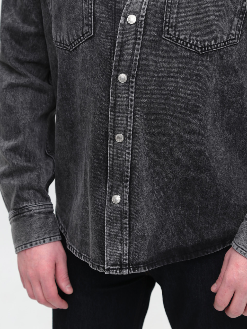 Сорочка чоловіча сіра джинсова пряма великий розмір 519-В-3
