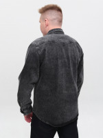 Сорочка чоловіча сіра джинсова пряма великий розмір 519-В-3