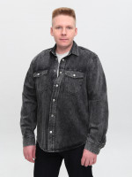 Сорочка чоловіча сіра джинсова пряма великий розмір 519-В-3