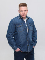 Сорочка чоловіча синя джинсова пряма 519-1