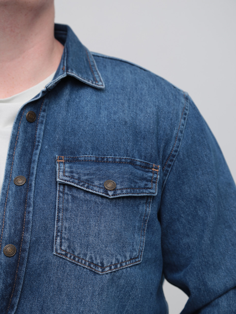 Сорочка чоловіча синя джинсова пряма 519-1