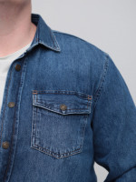 Сорочка чоловіча синя джинсова пряма 519-1