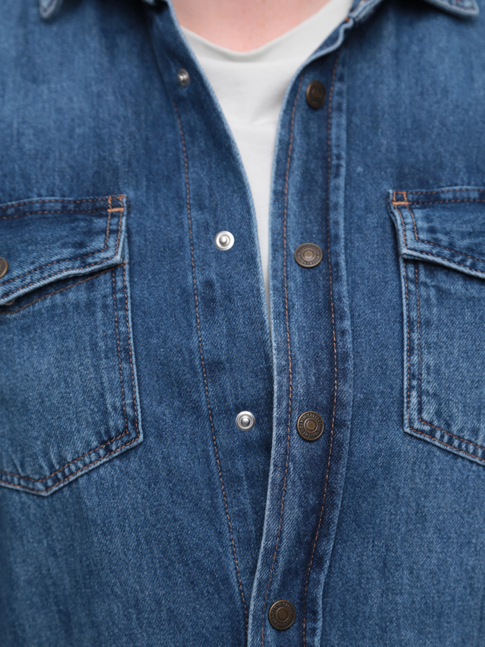 Сорочка чоловіча синя джинсова пряма 519-1