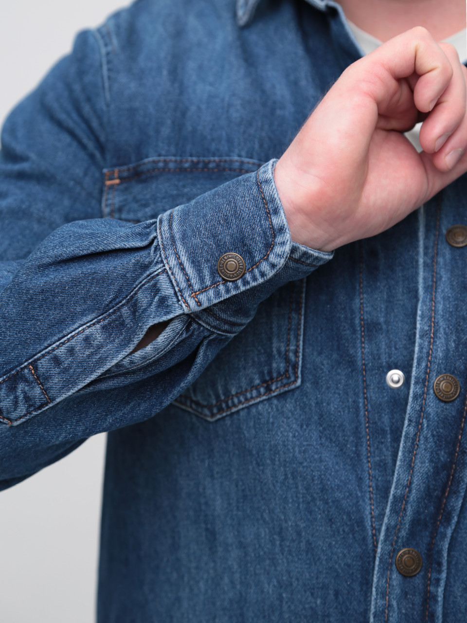 Сорочка чоловіча синя джинсова пряма 519-1