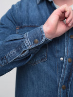 Сорочка чоловіча синя джинсова пряма 519-1