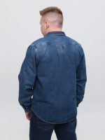 Сорочка чоловіча синя джинсова пряма 519-1