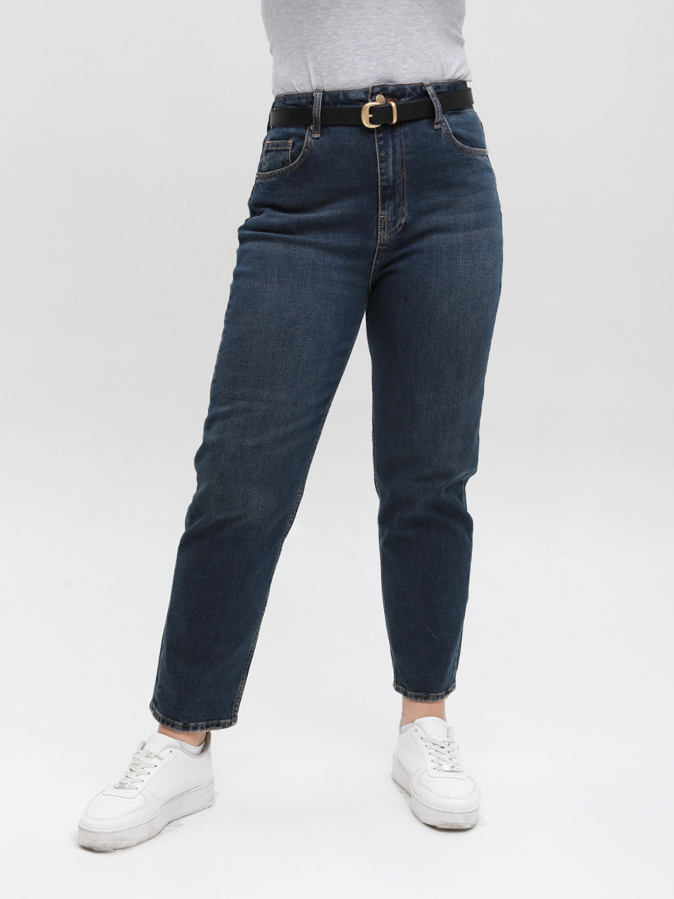 Джинси жіночі сині прямі МОМ великі розміри 1614-1-B