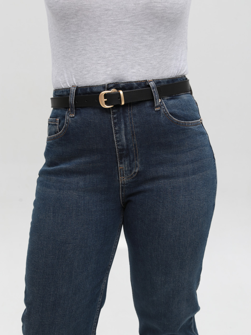 Джинси жіночі сині прямі МОМ великі розміри 1614-1-B