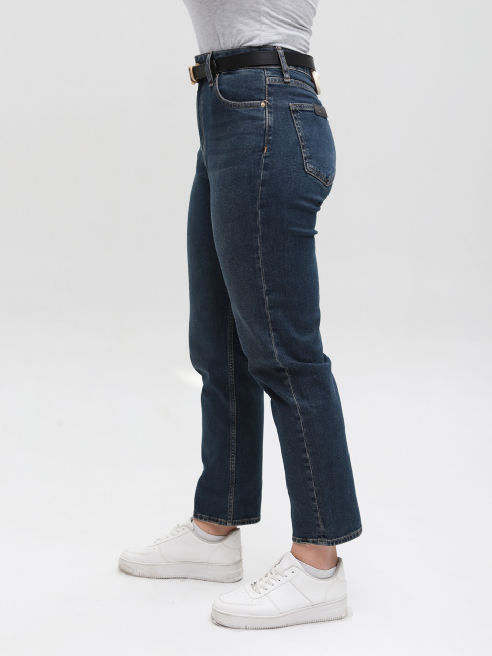 Джинси жіночі сині прямі МОМ великі розміри 1614-1-B