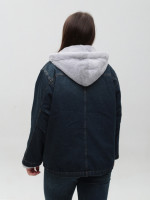 Куртка женская джинсовая с мехом внутри синяя большой размер 586-4